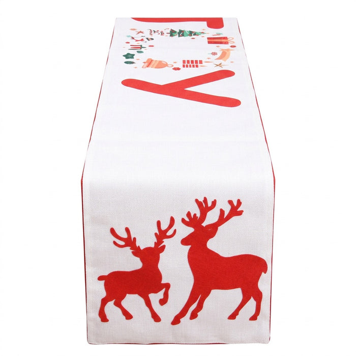 Tischläufer Weihnachten 180 x 33 cm – Tischband mit Rentier oder Weihnachtsmann – Vorderansicht