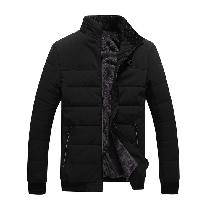 Winterjacke Herren mit Fleecefutter – wattierte Steppjacke mit Stehkragen – Vorderansicht