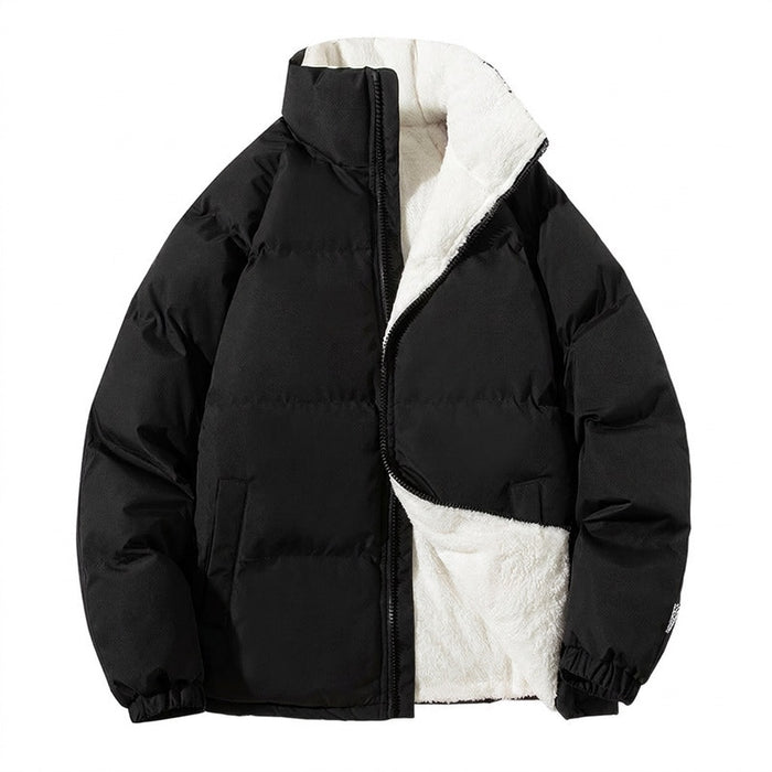 Pufferjacke Damen mit Teddyfutter – Winterjacke mit Stehkragen – Vorderansicht