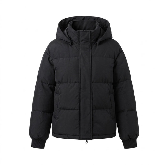 Steppjacke Damen locker mit Kapuze – kurze Winterjacke – Vorderansicht