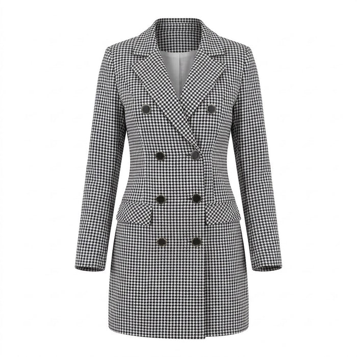 Blazerkleid Damen kariert – Karokleid im Blazer-Stil – Vorderansicht