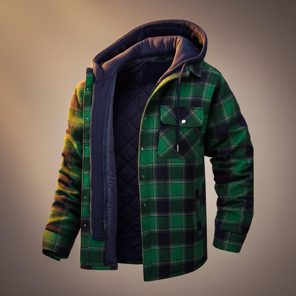 Karierte Jacke Herren mit Kapuze – Ansicht 5