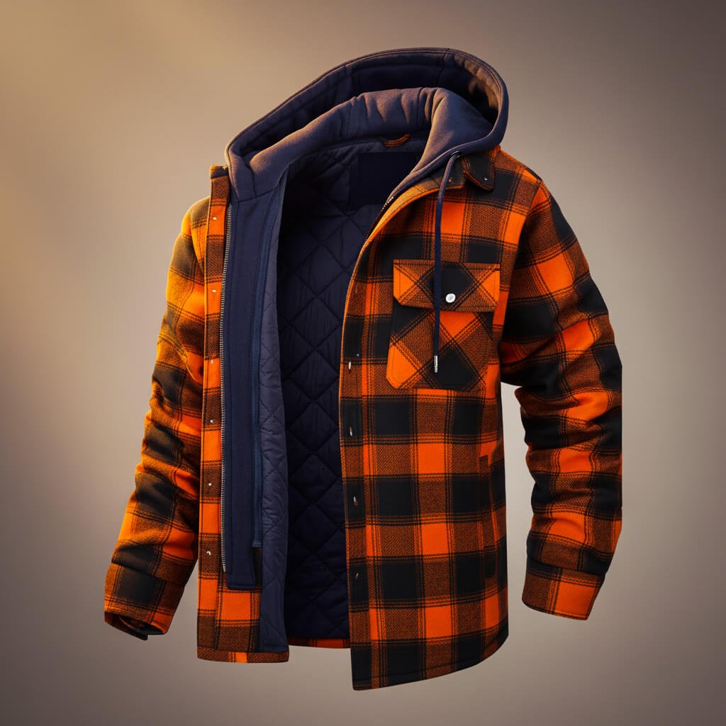 Karierte Jacke Herren mit Kapuze – Ansicht 6