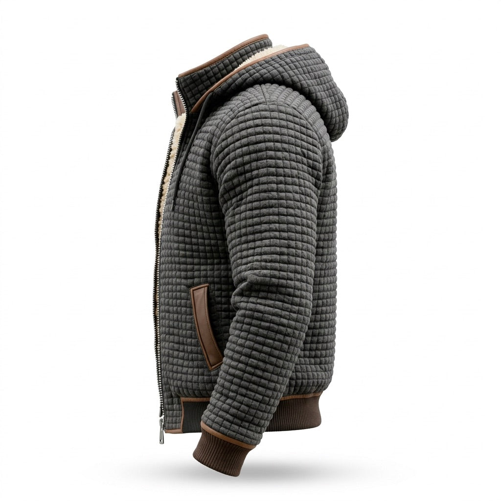 Herren Steppjacke mit Reißverschluss und Stehkragen – Seitenansicht