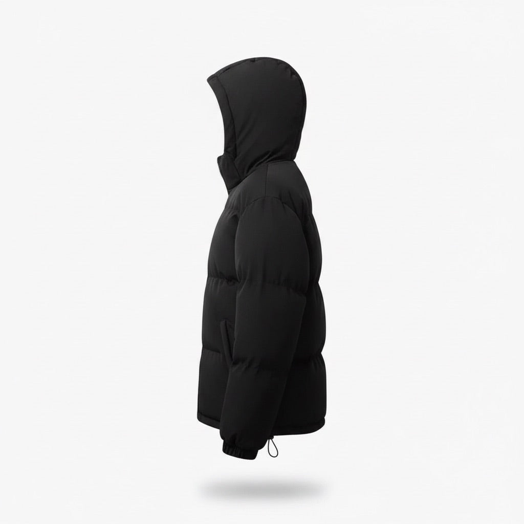 Pufferjacke Herren mit Kapuze – Gesteppte Winterjacke – Seitenansicht