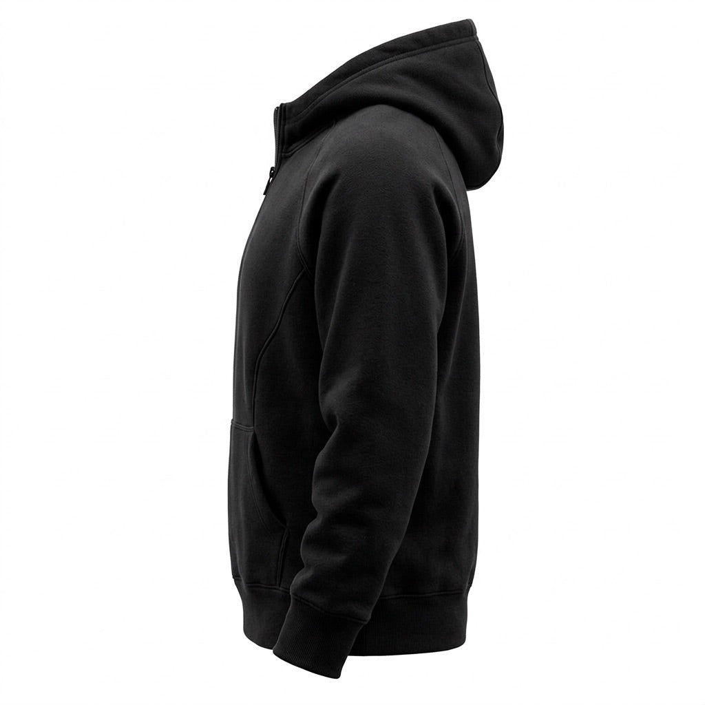 Kapuzenpullover Herren mit Half Zip – Hoodie mit Kängurutasche – Seitenansicht