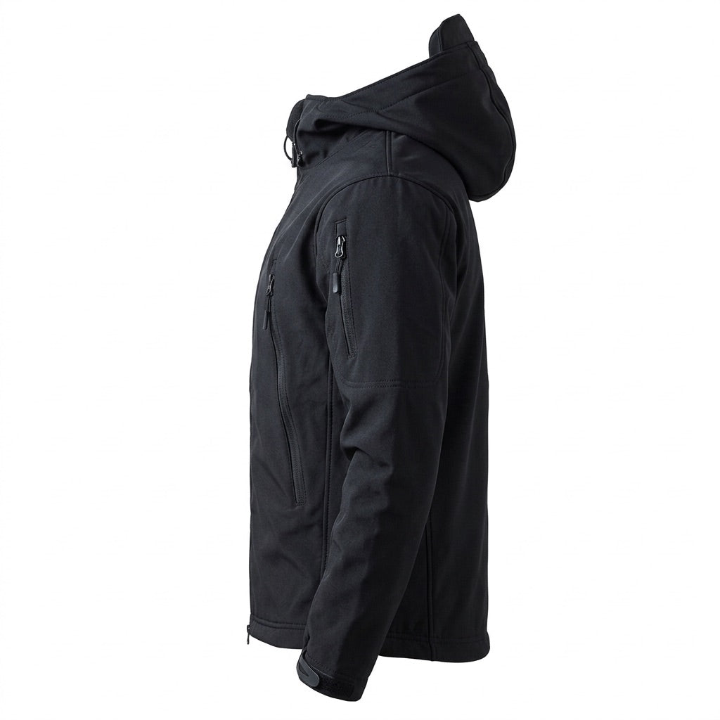 Softshelljacke Herren mit Kapuze – Outdoor Funktionsjacke – Seitenansicht