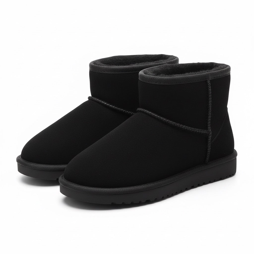 Winterstiefel Damen gefüttert – Kurze Boots mit Plüschfutter – Seitenansicht