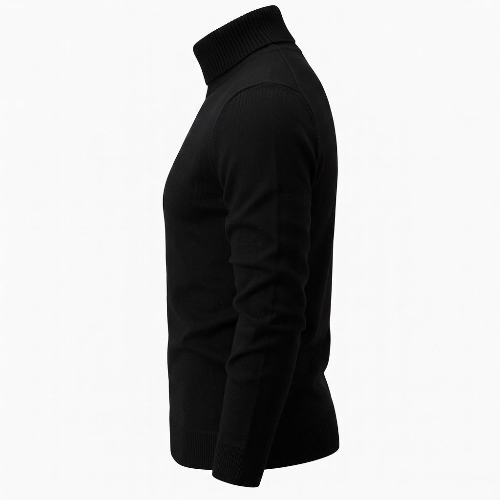 Rollkragenpullover Herren Regular Fit – Klassischer Strickpullover – Seitenansicht
