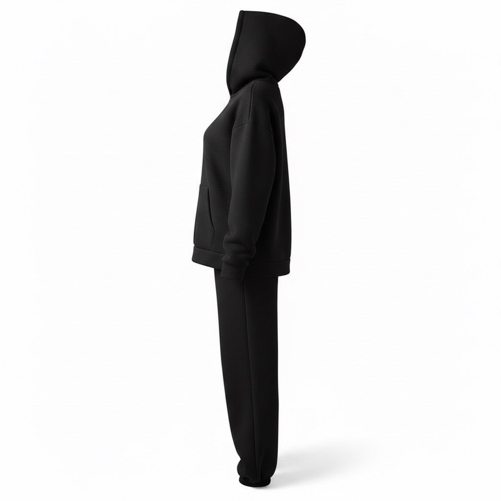 Hausanzug Damen Oversize – Hoodie und Hose als Zweiteiler – Seitenansicht