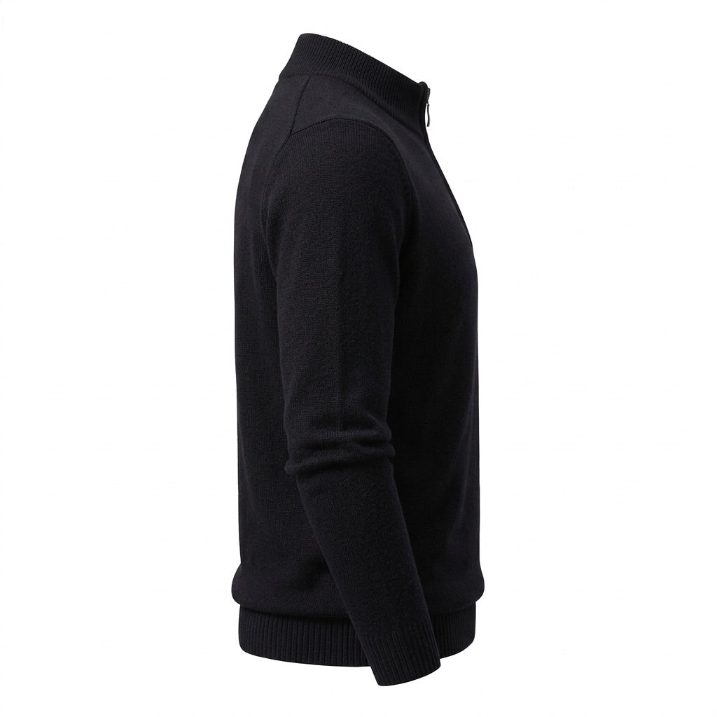 Troyer Pullover Herren – Strick mit Reißverschluss – Seitenansicht