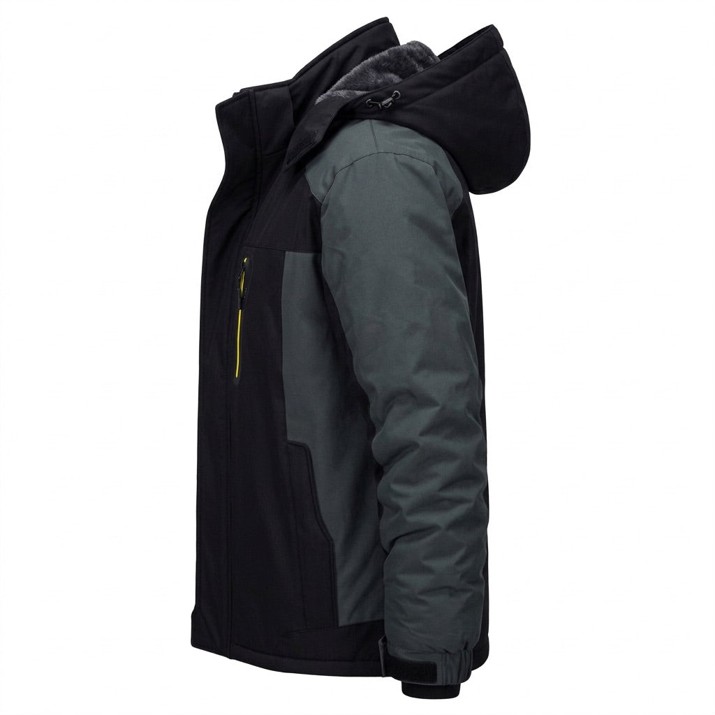 Winterjacke Herren mit Kapuze und Fleecefutter – Outdoorjacke – Seitenansicht